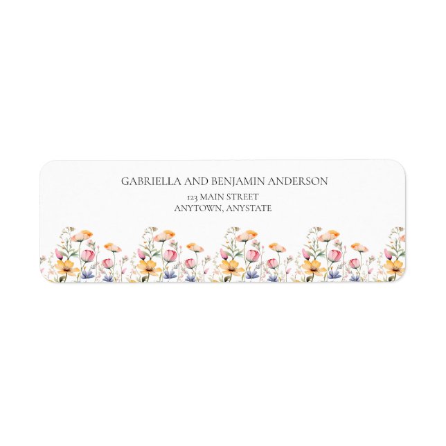 Watercolor Meadow Wildflower Classic Wedding Label (Front)