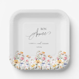Watercolor Meadow Wildflower Classic Wedding Paper Plates
