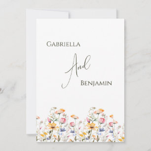 Watercolor Meadow Wildflower Formal Wedding Invitation