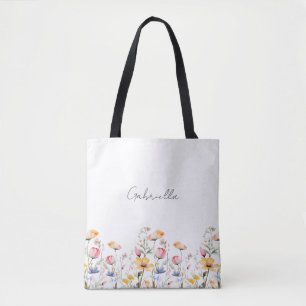 Watercolor Meadow Wildflower Mother's Day Tote Bag