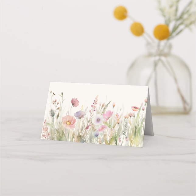 Watercolor Meadow Wildflower Place Card (Back)