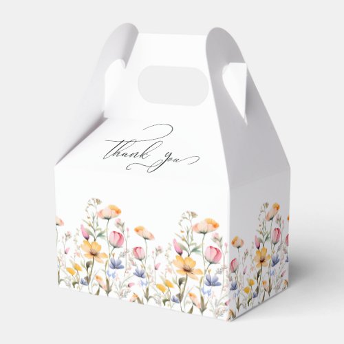Watercolor Meadow Wildflower Thank You Wedding Favor Boxes