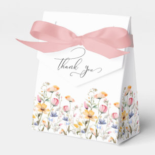 Watercolor Meadow Wildflower Thank You Wedding Favor Boxes