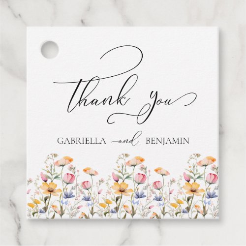 Watercolor Meadow Wildflower Thank You Wedding Favor Tags