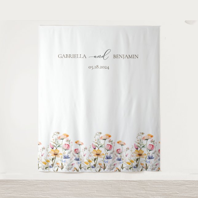 Watercolor Meadow Wildflower Wedding Backdrop (Front)