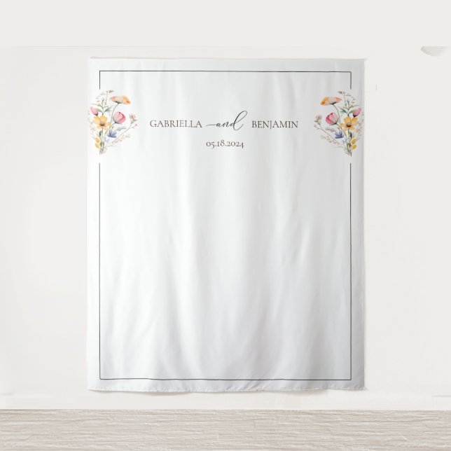Watercolor Meadow Wildflower Wedding Backdrop (Front)