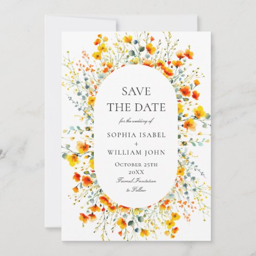 Watercolor Meadow Wildflower Wedding QR code Save The Date