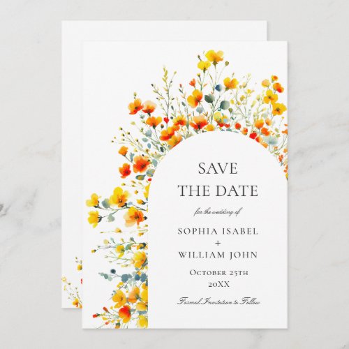 Watercolor Meadow Wildflower Wedding QR code Save The Date