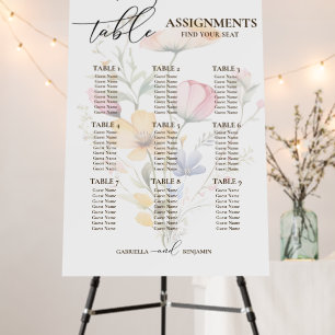 Watercolor Meadow Wildflower Wedding Seating Chart Foam Board