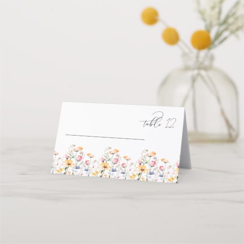 Watercolor Meadow Wildflower Wedding table Place Card