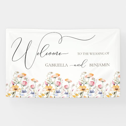 Watercolor Meadow Wildflower Wedding Welcome Banner