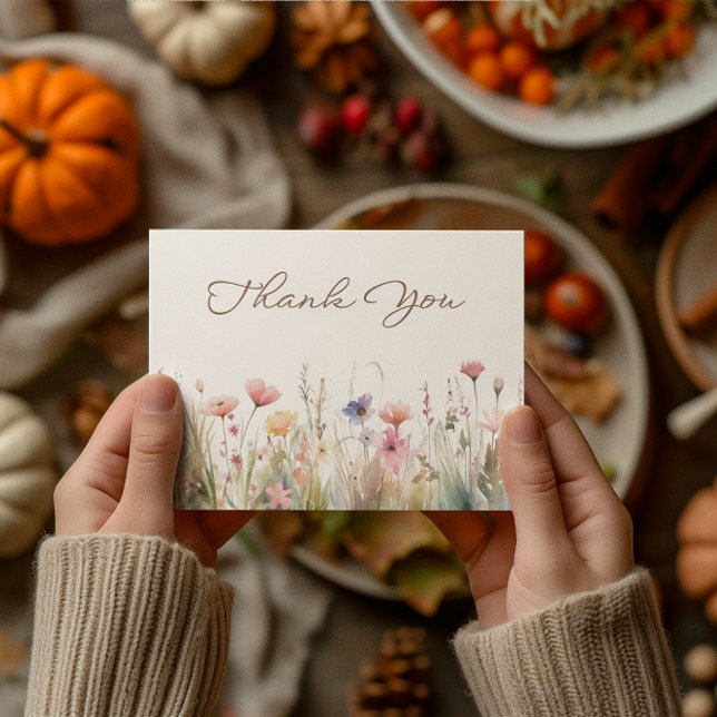 Watercolor Meadow Wildflowers Bridal Shower Thank You Card (Watercolor Meadow Wildflowers Bridal Shower Thank You Card)