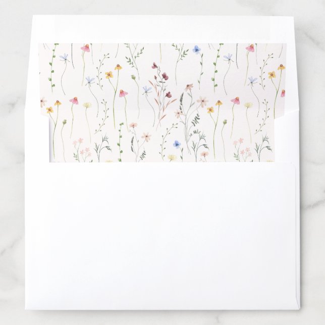 watercolor meadow, wildflowers  envelope liner (In Envelope)