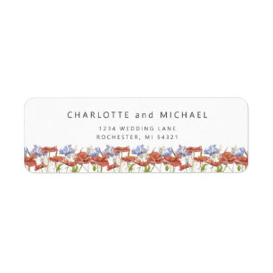Watercolor meadow wildflowers return address label