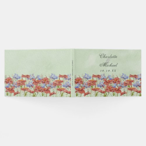 watercolor meadow wildflowers wedding guest book