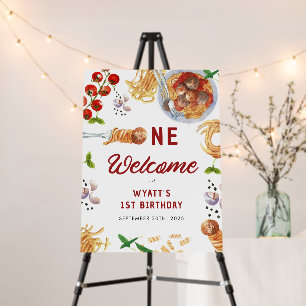 Watercolor Meatball Italian 1st Birthday Welcome Foam Board