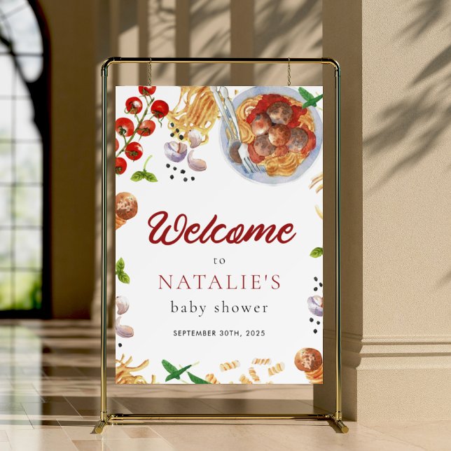 Watercolor Meatball Italian Baby Shower Welcome  Foam Board (Creator Uploaded)