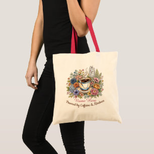 Watercolor Medical Coffee Floral Personalized Name Tote Bag