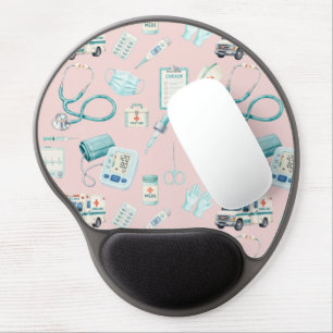 Watercolor Medical Healthcare Doctor Nurse Gel Mouse Pad