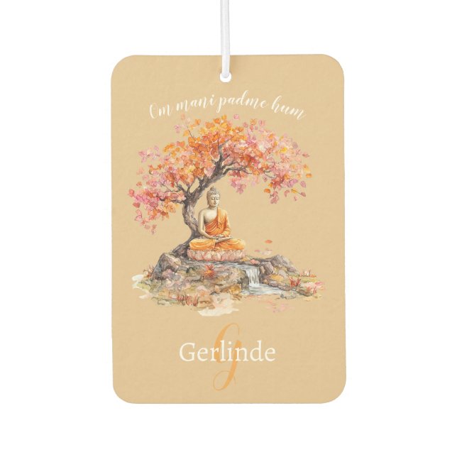 Watercolor Meditating Buddha Personalized Air Freshener (Front)