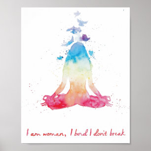 Watercolor Meditation Yoga Lotus Pose Chakra color Poster
