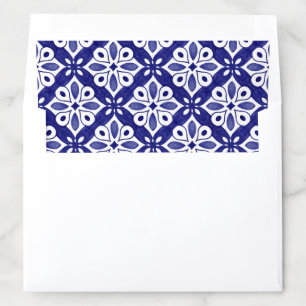 Watercolor Mediterranean Blue Tile Pattern Envelope Liner