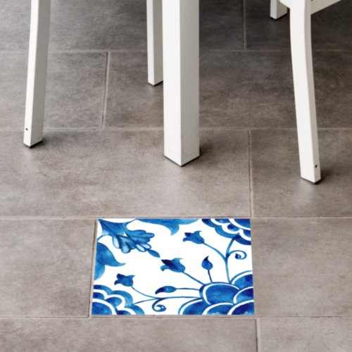 Watercolor Mediterranean Blue Tile Vinyl  Floor Decals