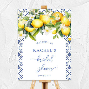 Watercolor Mediterranean Bridal Shower Welcome Poster