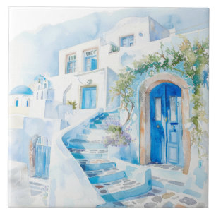 Watercolor Mediterranean  Ceramic Tile