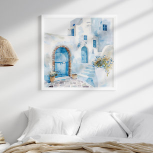 Watercolor Mediterranean Coastal Travel Wall Art