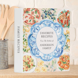 Watercolor Mediterranean Family Recipe Cookbook Mini Binder