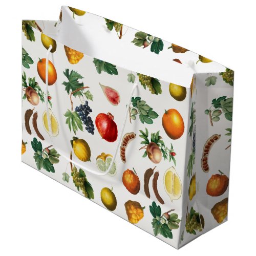 Watercolor Mediterranean Fruit Pattern Large Gift Bag