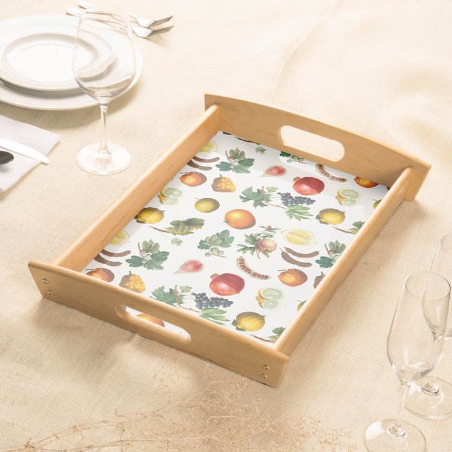 Watercolor Mediterranean Fruit Pattern  Serving Tray (Front)