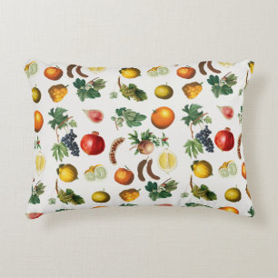 Watercolor Mediterranean Fruits Pattern Accent Pillow