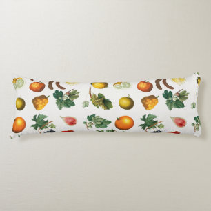 Watercolor Mediterranean Fruits Pattern Body Pillow