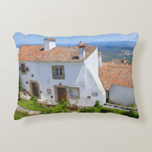 Watercolor Mediterranean house Accent Pillow