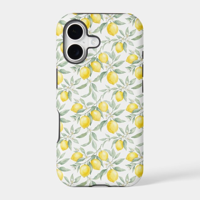 Watercolor Mediterranean Lemon Blossoms Seamless iPhone Case (Back)