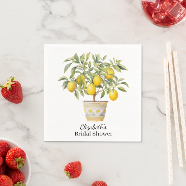 Watercolor Mediterranean Lemon  Napkins (Insitu)