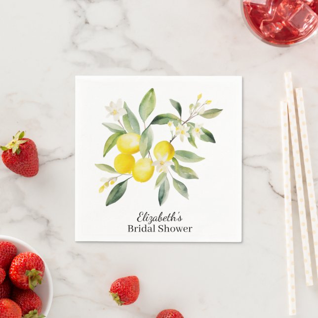 Watercolor Mediterranean Lemon  Napkins (Insitu)