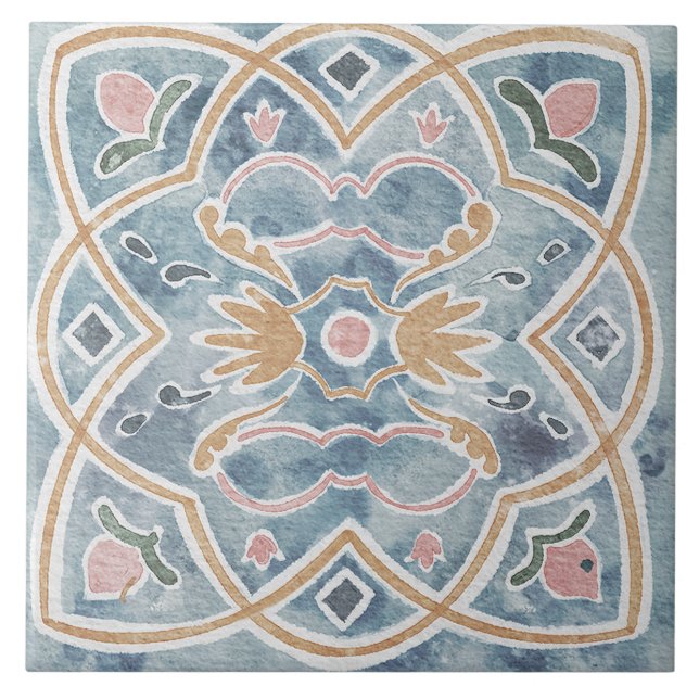 Watercolor Mediterranean Tile  (Front)