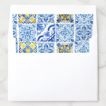Watercolor Mediterranean Tile Envelope Liner