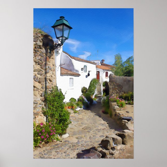 Watercolor Mediterranean village Poster (Front)