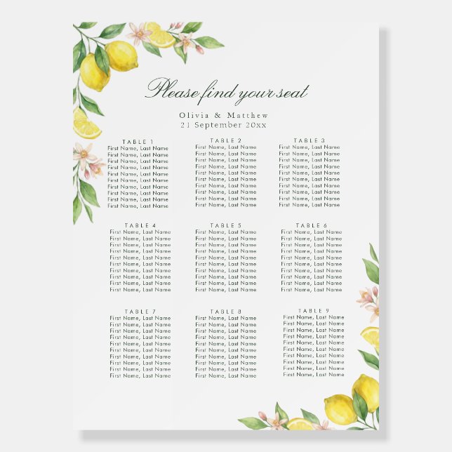 Watercolor Mediterranean Wedding wellcome sign  (Front)