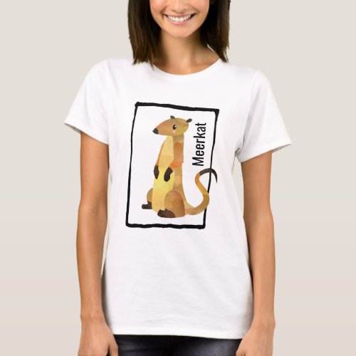 Watercolor Meerkat Inside a Hand Drawn Frame T_Shirt