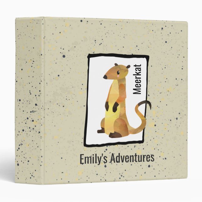 Watercolor Meerkat on a Beige Background 3 Ring Binder (Front/Spine)