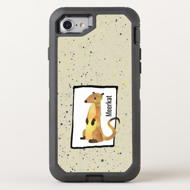 Watercolor Meerkat on a Beige Background Otterbox iPhone Case (Back)
