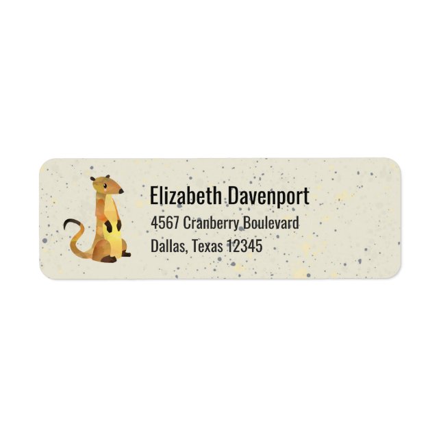 Watercolor Meerkat on Beige Back with Splatters Label (Front)