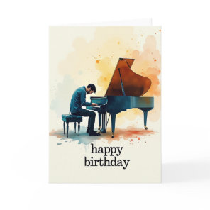 Watercolor Melody Birthday Card
