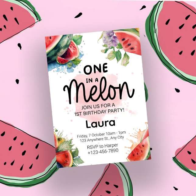 Watercolor melon - 1st Birthday Party Invitation (Creator Uploaded)