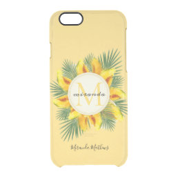 Watercolor Melon Tropical Leaves Wreath Monogram Clear iPhone 6/6S Case